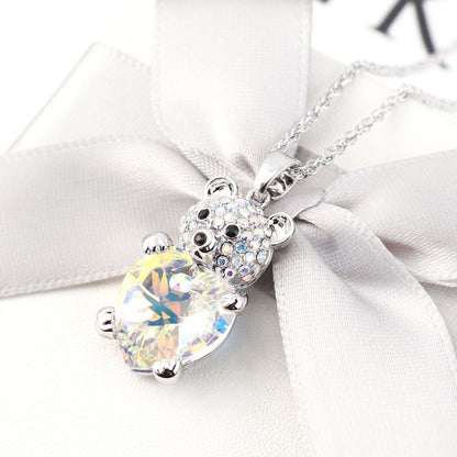 Bear Crystal Heart Necklace