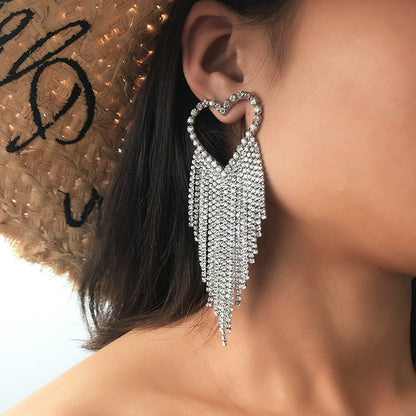 Brilliant Heart Tassel Earrings