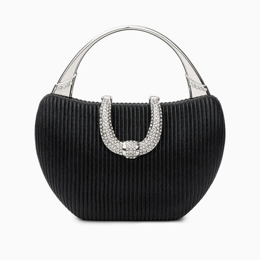 Fancy Metallic Evening Handbag Black