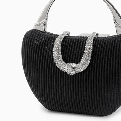 Fancy Metallic Evening Handbag Black