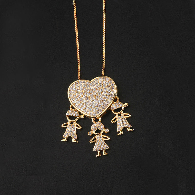 Sparkling Heart Family Necklace