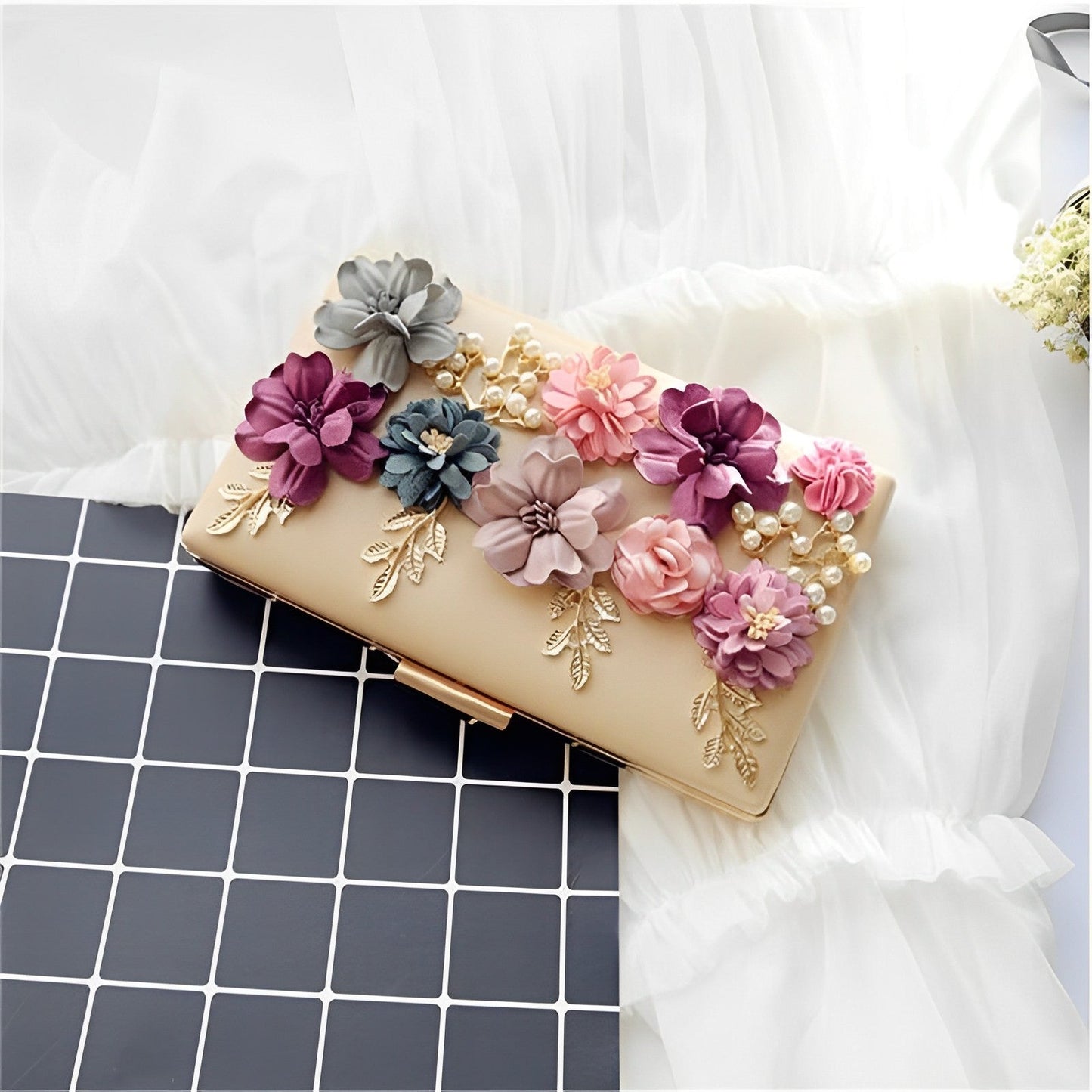 Juliet Evening Flower Clutch Bag