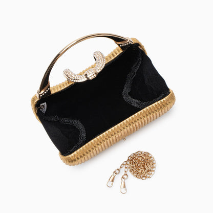 Fancy Metallic Evening Handbag Black