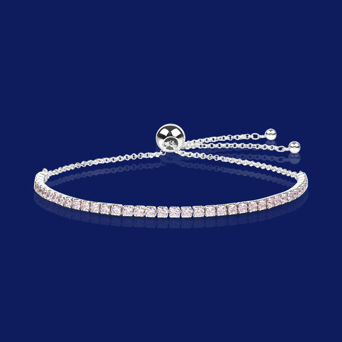 Dazzling Pink Stones Tennis Slider Bracelet