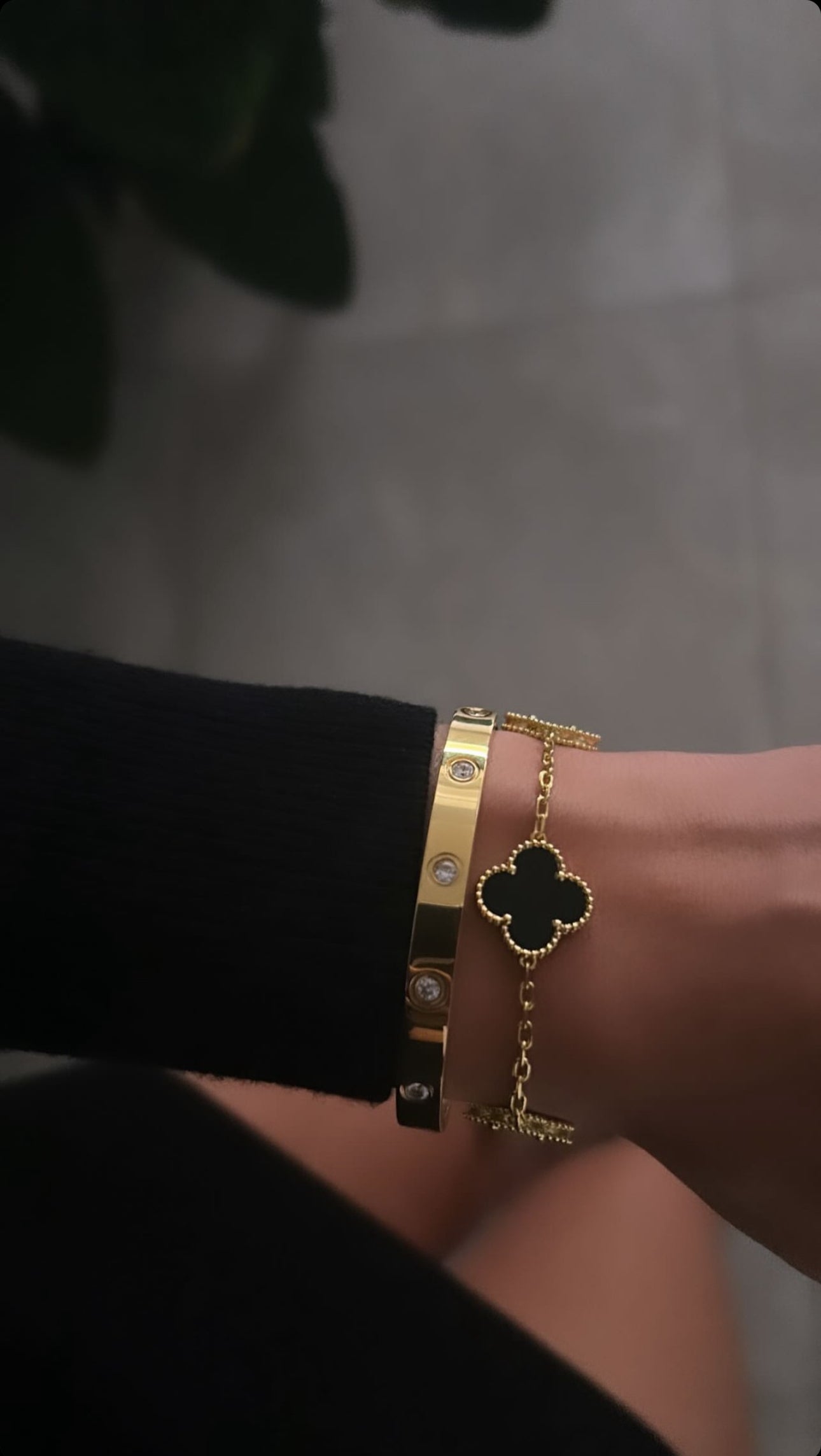 Clover Bracelet - Black (gold)