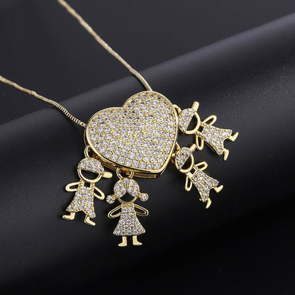 Sparkling Heart Family Necklace