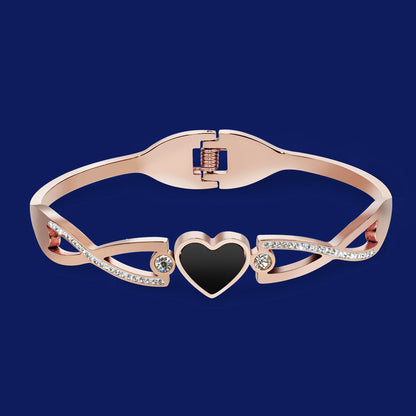 Lustrous Black Heart Bangle