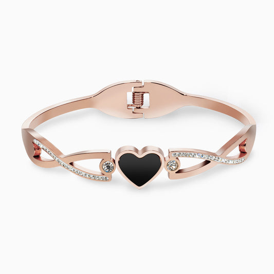 Lustrous Black Heart Bangle