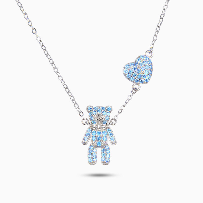 Bear Heart Sky Blue Necklace