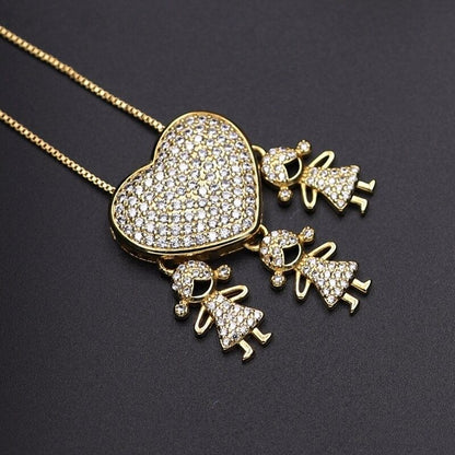 Sparkling Heart Family Necklace