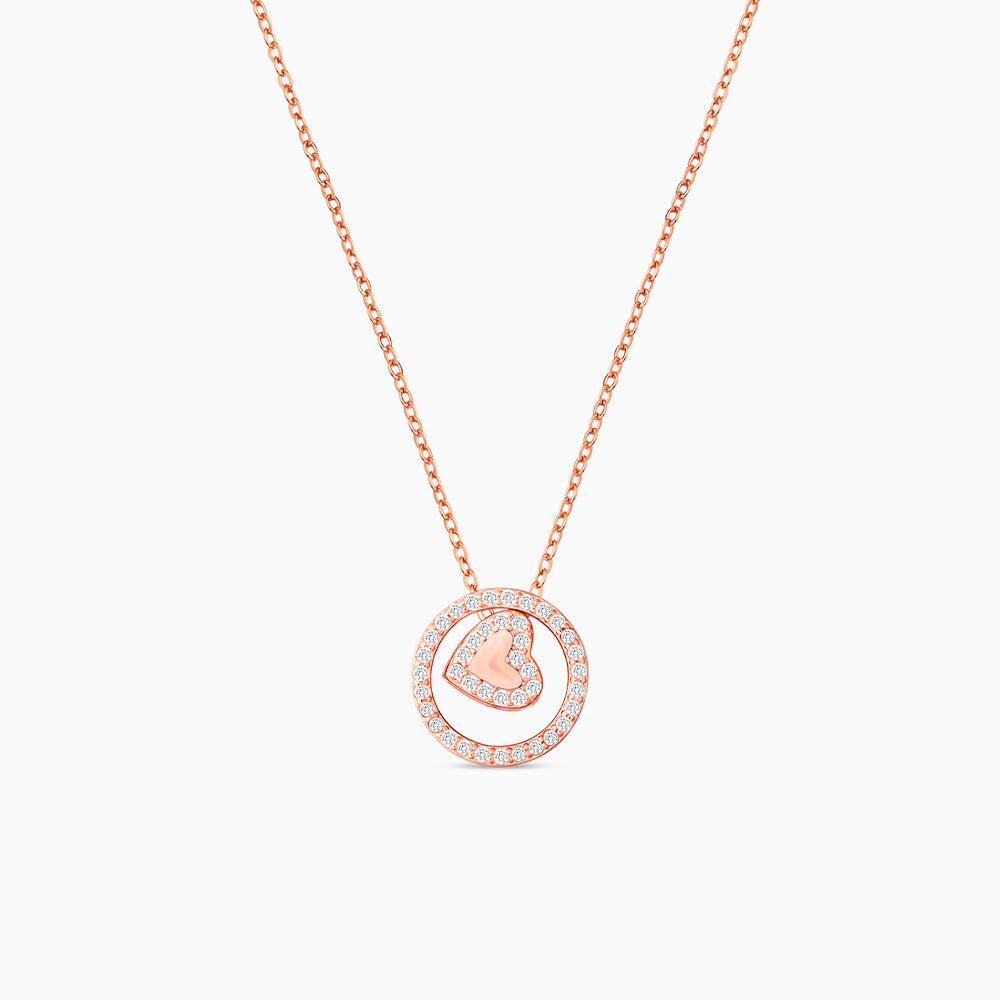 Sparkling Heart in Circle Necklace