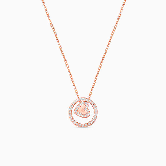 Sparkling Heart in Circle Necklace