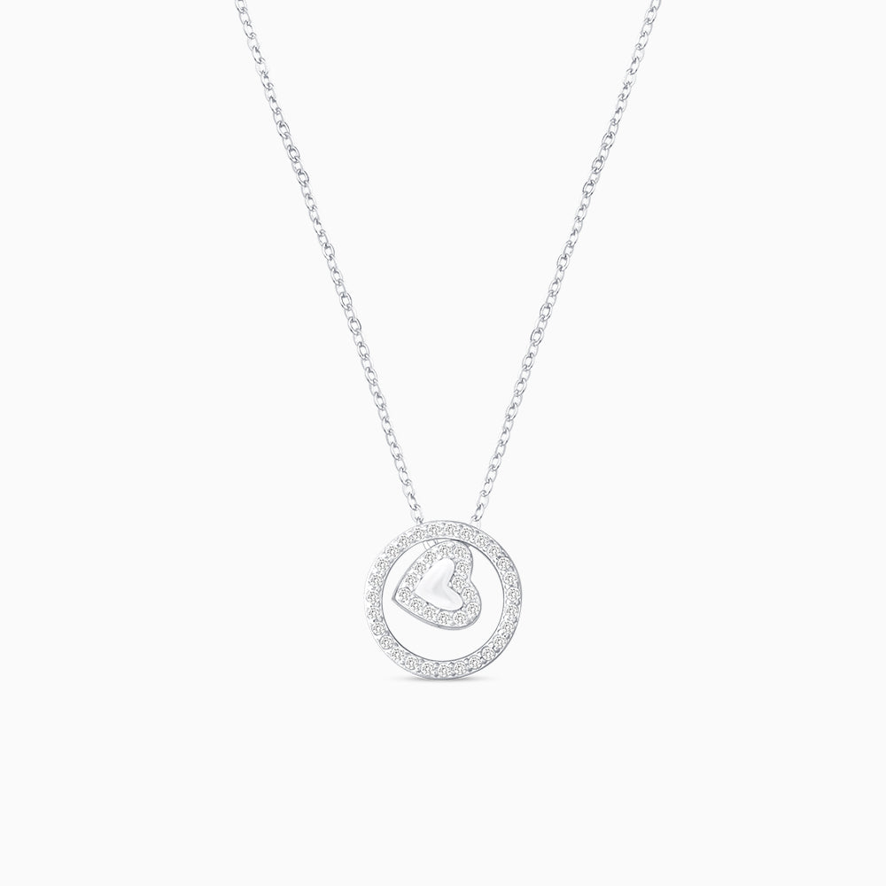 Sparkling Heart in Circle Necklace