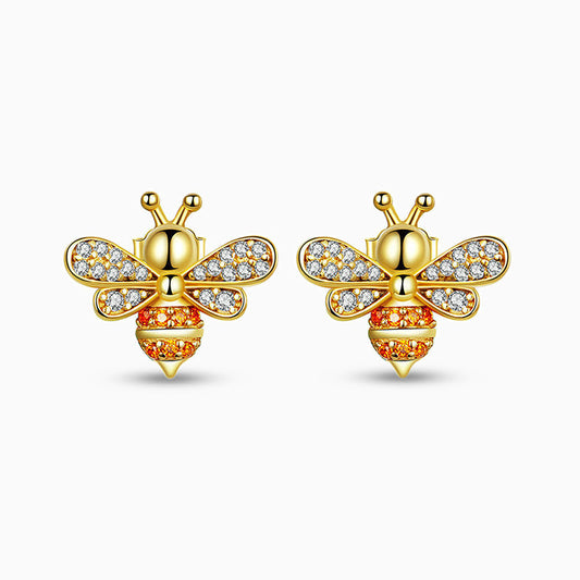 Sparkling Bee Stud Earrings