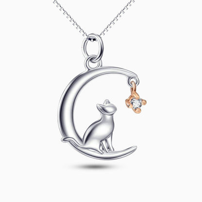 Adored Cat On The Moon Necklace