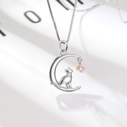 Adored Cat On The Moon Necklace