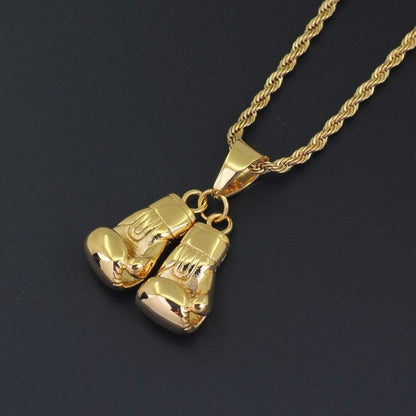 Golden Boxing Gloves Necklace