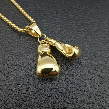 Golden Boxing Gloves Necklace