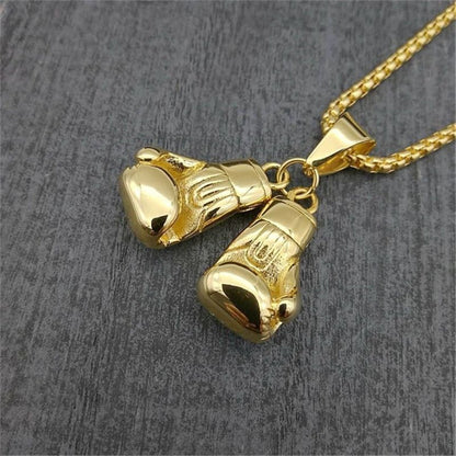 Golden Boxing Gloves Necklace