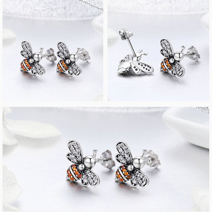 Sparkling Bee Stud Earrings