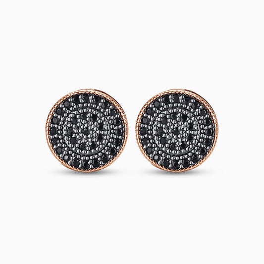 Black Rose Circle Stud Earrings