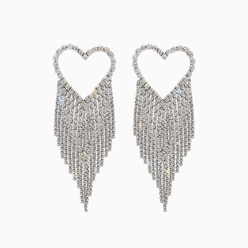 Brilliant Heart Tassel Earrings