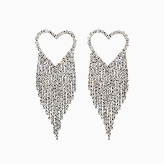 Brilliant Heart Tassel Earrings