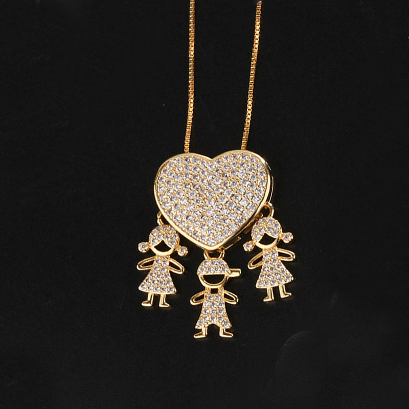 Sparkling Heart Family Necklace